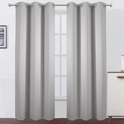 Light Grey Blackout Curtains 34 x 84 Inch Length/Set of 2 Curtain - Image 2
