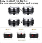 Espresso Accessories Kit 51mm Tamper: 51mm Espresso Tamper and Coffee Distributor, Espresso Tamper Kit Barista Tools with WDT Tool Tamping Mat Brush | Dual Head Espresso Leveler for 51mm Portafilter