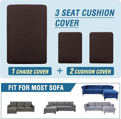 H.VERSAILTEX Sectional Couch Covers 3 Pieces Sofa Seat Cushion Covers L Shape - Image 8