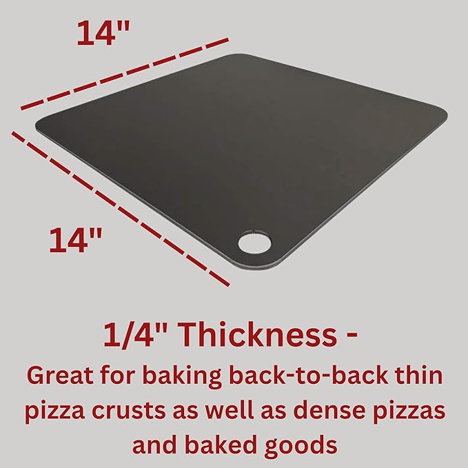 ThermiChef 14" by 14" Pizza Steel (1/4" Thickness) - Multipurpose Cooking Steel for Ovens & Grills - Made in the USA