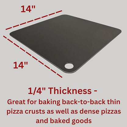 ThermiChef 14" by 14" Pizza Steel (1/4" Thickness) - Multipurpose Cooking Steel for Ovens & Grills - Made in the USA