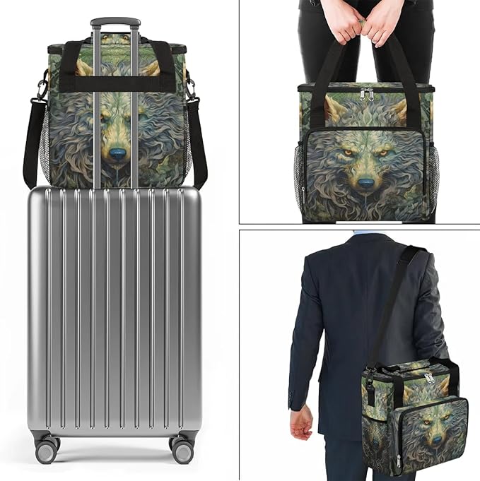 wolf animal vintage Coffee Maker Carring Bag Travel Carrying Storage Tote Bag Compatible with Keurig K-Mini or K-Mini Plus Portable Single Serve Coffee Brewer Case with Pockets for K-cup Pods