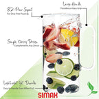 Simax Glass Pitcher, 32 Ounce (1 Quart) Borosilicate Glass, Hot and Cold Safe Iced Tea Pitchers for Drinks, Made in Europe Glass Water Pitcher, Cocktail Jug, Lemonade, Sangria