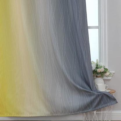 Yellow and Grey Ombre Blackout Curtains - Image 6