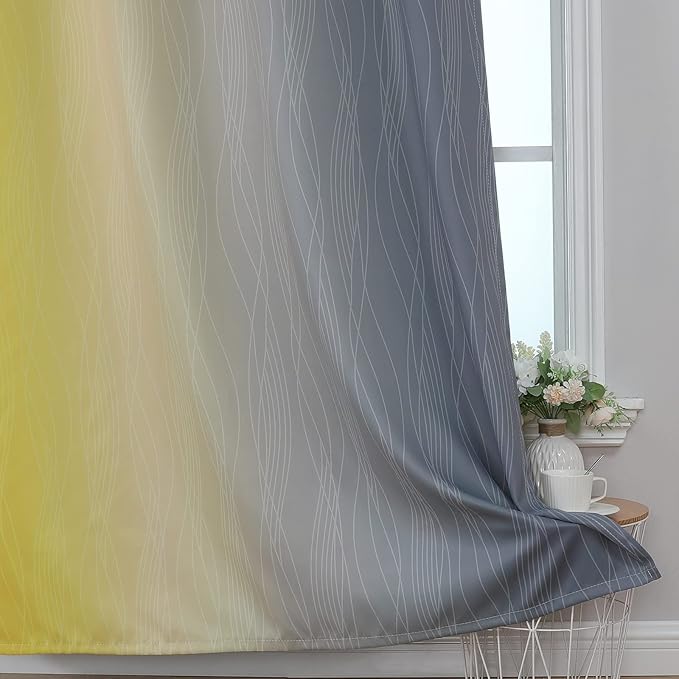 Grey and Yellow Ombre Blackout Curtains - Image 6