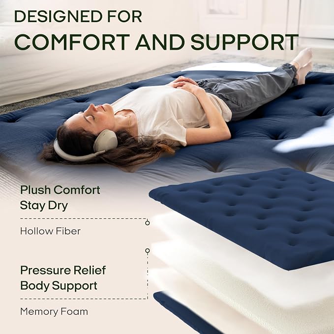 ZonLi Japanese Floor Futon Mattress Twin Size 75"x 39", 100% Cotton Cover 2.5'' - Image 3