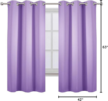 Lavender Blackout Curtains 42 x 63 Inch Length/Set of 2 Curtain Panels/Thermal - Image 9