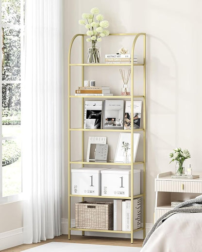 Hzuaneri Bookcase Bookshelf, Tempered Glass Arched Bookshelf - Image 7