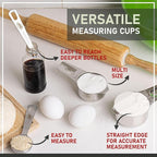 Kaluns Stainless Steel Measuring Cups, Measuring Spoons,16 Piece Measuring Cups and Spoons Set Includes Leveler and Measurements Card, Heavy-duty, Heat and Rust Resistant