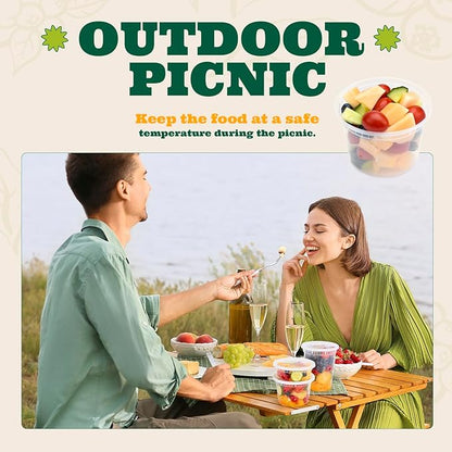 Glotoch Express 8oz & 16oz Combo Pack Food Containers with Lids, BPA-Free Plastic Deli Cups, Leakproof, Microwave/Freezer/Dishwasher Safe, 240 Pack