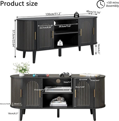 51" Fluted TV Stand, Mid-Century Modern Entertainment Center - Image 2
