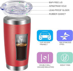 VEGOND 20oz Tumbler with Lid and Straw Stainless Steel Tumbler Cup Vacuum Insulated Double Wall Travel Coffee Mug Powder Coated Coffee Cup(Powder Red 1 Pack)