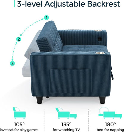 LINSY Sleeper Sofa Bed, Small 3 in 1 Convertible Loveseat Sleeper Couch - Image 5