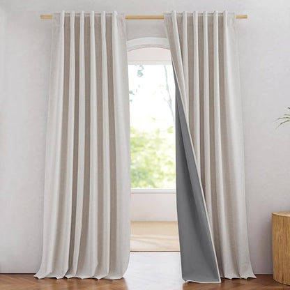 NICETOWN Brich Vintage Open Linen Weave Flax Thermal Curtains, 100% Blackout by NICETOWN