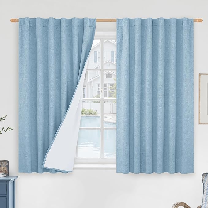 Full Blackout Linen Window Curtains by LAMIT