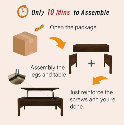 Lift Top Coffee Table with Hidden Compartment, Storage Coffee Table with Lift - Image 5