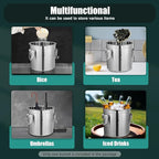 PERFERATE 304 Stainless Steel Airtight Canister 6L/12L Food Storage Bucket with Lids and Sturdy Locking Clamp Metal Cereal Rice Storage Container for Flour, Coffee Bean, Sugar, Cookie (6L)
