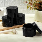 Patelai 4 Pieces Round Wide-mouth Leak Proof Plastic Container Jars with Lids for Travel Storage Makeup Beauty Products Face Creams Oils Salves Ointments DIY Making(4 Ounce,Pure Black)
