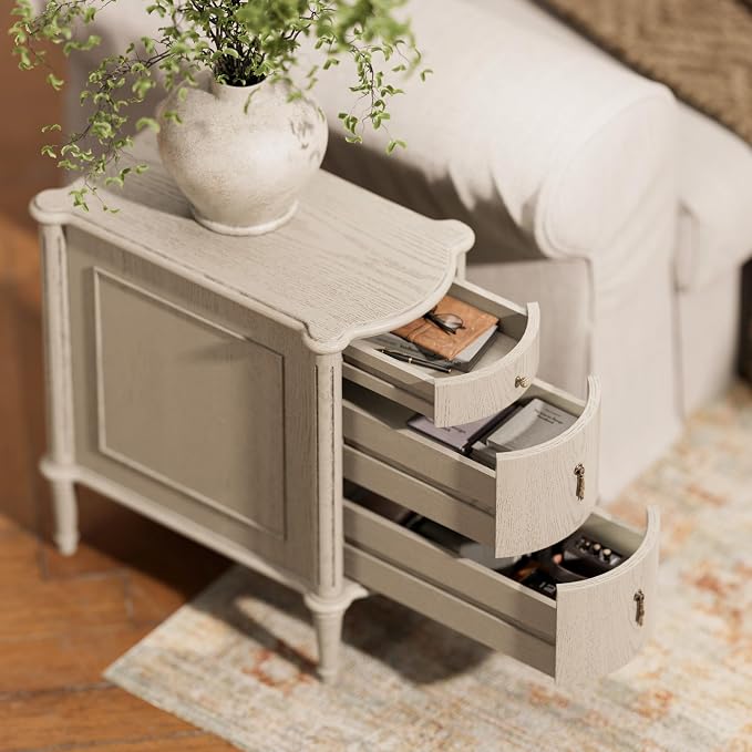 STO'SENSE Nightstand Set of 2 w/Charging Station & 3 Drawers, Pre-Assembled - Image 4