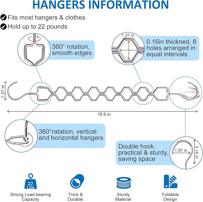 Space Saving Hangers for Clothes 3 Pack, Sturdy Metal Hangers Heavy Duty Magic - Image 4