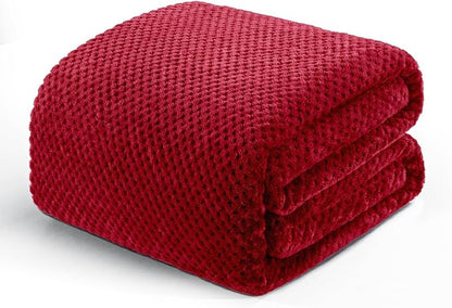 Exclusivo Mezcla Soft Waffle Fleece Bed Blanket Queen Size, Deep Red | by ExclusivoMezcla