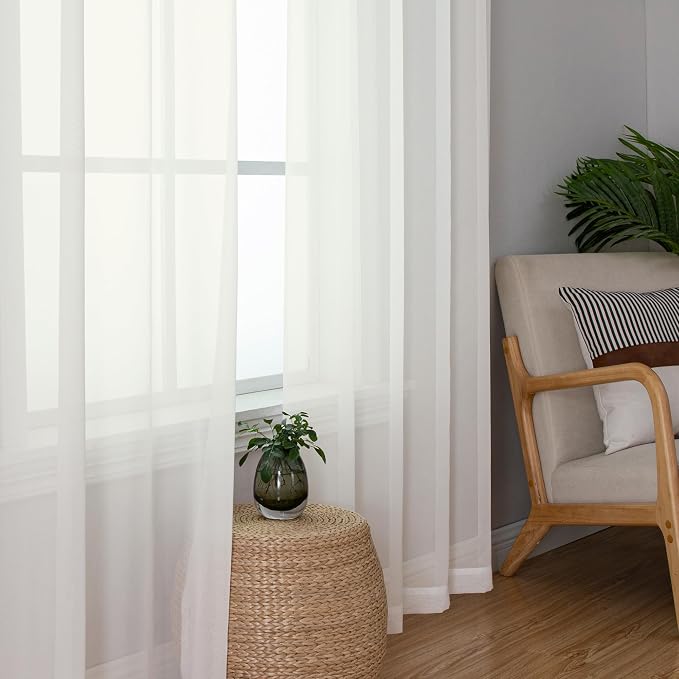 Simplebrand Sheer Curtains 72 Inches Long 2 Panels - Image 3