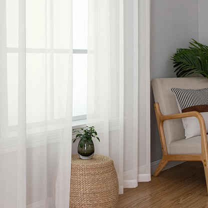 Simplebrand Sheer Curtains 72 Inches Long 2 Panels - Image 3