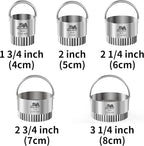 Ripple Biscuit Cutter Set 1.75inch 2inch 2.25inch 2.75inch 3.25inch, Stainless Steel Round Biscuit Cutters with Handle, Wave Cookies Cutter with Fluted Edge, Professional Baking Dough Tools