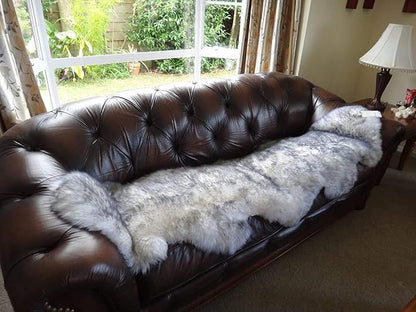 HUAHOO Premium Genuine Sheepskin Rug White Grey Real Australia Sheepskin by HUAHOO
