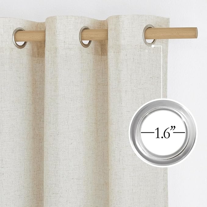 NICETOWN Thick Linen Blend Curtains Flax Textured - Image 2