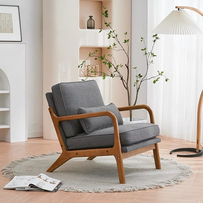 VINGLI Cozy Living Room Chairs, Linen Dark Gray Accent Chairs Set of 2 - Image 8