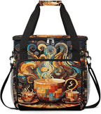 coffee beans cup cartoon Coffee Maker Carring Bag Travel Carrying Storage Tote Bag Compatible with Keurig K-Mini or K-Mini Plus Portable Single Serve Coffee Brewer Case with Pockets for K-cup Pods