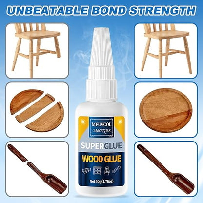 Meuvcol Extra Strong Wood Glue, 100g Fast Drying Clear Wood Adhesive - Image 2
