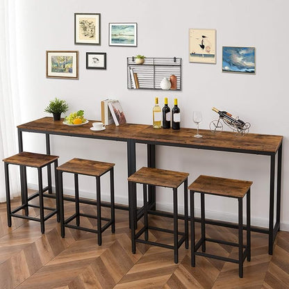 HOOBRO Bar Table and Chairs Set, 47.2” Rectangular Pub Table - Image 3