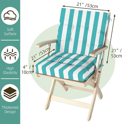 Outdoor Chair Cushion, High Back Soft Seat Pad, Indoor Outside Use, - Image 9