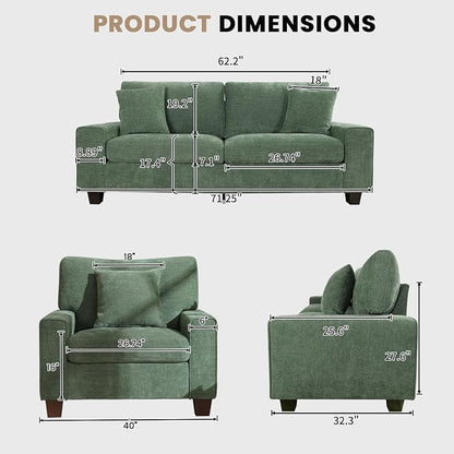 DOPEDIO Modern Living Room Sofa Set, 71.25" Chenille Loveseat - Image 2