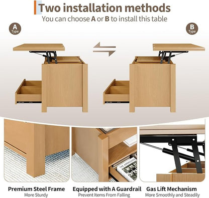 Garvee 40" Coffee Table Lift Top, Converts to Dining Table - Image 7