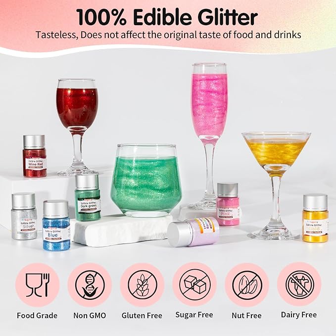 Edible Red Glitter for Drinks, Food Grade 10g Red Sprinkles Cake Decorating Supplies, Edible Luster Dust for Cocktail Beverages, Food Coloring Shimmer Powder for Baking,Cake Cupcakes Cookies Drinks Eggs Candy Strawberries Decorations,Halloween Christma...