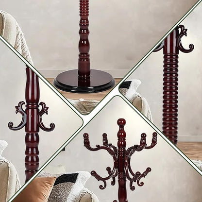 73" Wooden Coat Rack Stand, Coat Racks Freestanding - Image 4