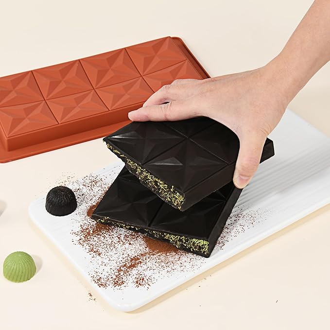 2 Pcs Chocolate Molds Silicone, Deep Chocolate Bar Mold, Non-Stick Food Grade Chocolate Mold for Dubai Chocolate Bar Pistachio, Candy and Chocolate Making - Four-Star Shape