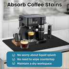PoYang 24"x16" Coffee Mat Large, Coffee Bar Accessories for Countertop, Absorbent Dish Drying Mat, Anti-Slip and Hide Stain Pad for Espresso Machine, Espresso Maker and Kitchen Counter, Black