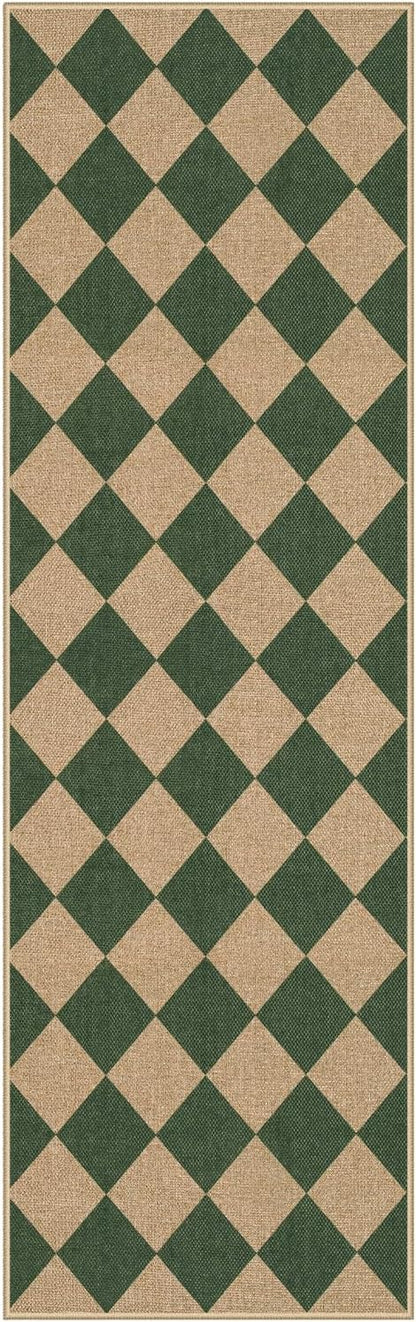 Lahome Checkered Easy Jute Kitchen Runner Rug, 2x8 Outdoor Rugs Washable | - Image 8