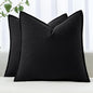 MIULEE Decorative Linen Euro Sham Pillow Covers 22x22 Inch Black | Boho by MIULEE
