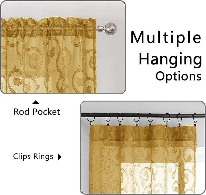Furman Gold Sheer Curtains 84 inches Long - Image 5