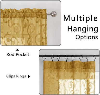 Furman Gold Sheer Curtains 84 inches Long - Image 5