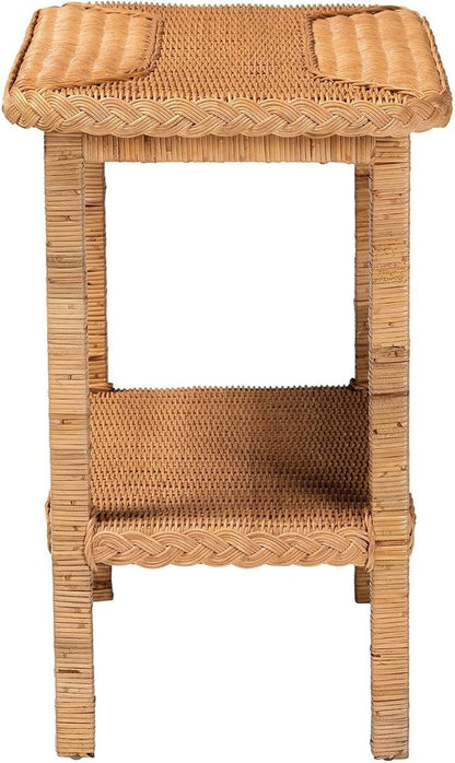 HomeStock Bohemian Side TableRattan & Wood Accent TableHoney Finish26 x 16 x 25 - Image 3
