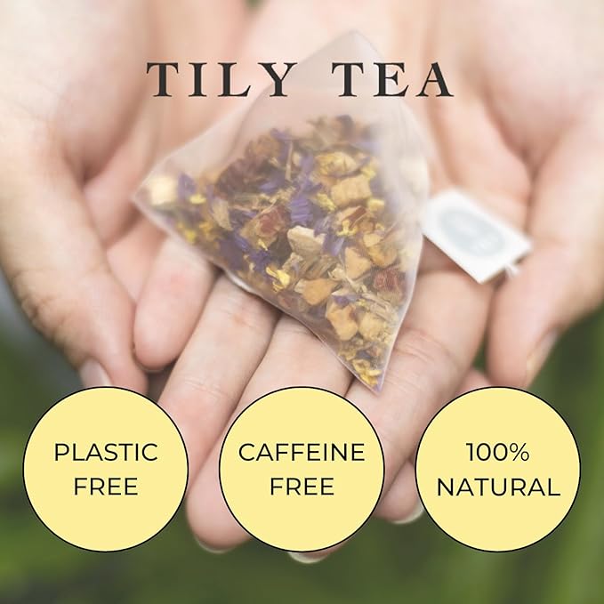 Tily Tea Morning Shine Breakfast Tea - Natural Herbal Tea for Focus and Energy - Ginger and Gingseng - Caffeine Free - 10 Plastic-Free Tea Bags