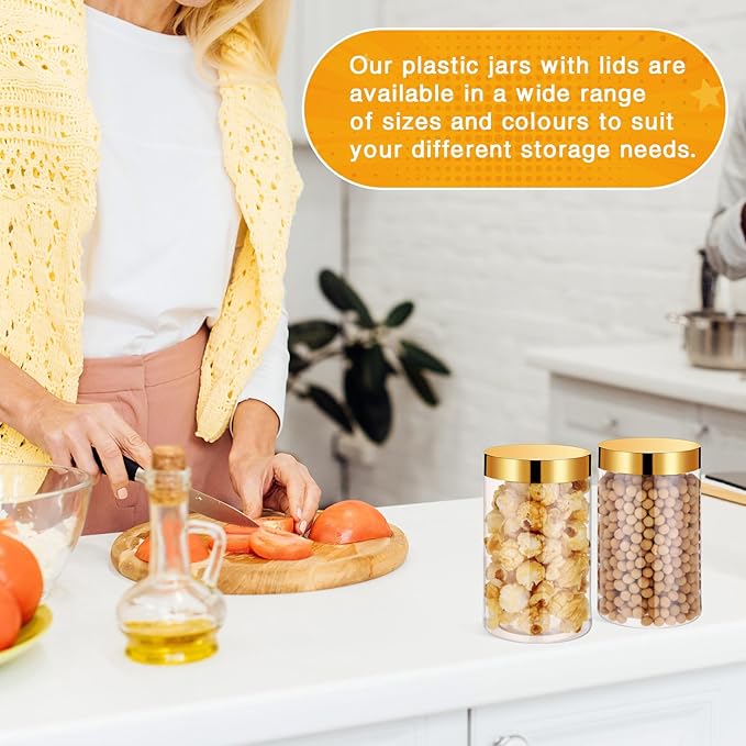 Patelai 4 Pieces Round Wide-mouth Leak Proof Plastic Container Jars with Lids for Travel Storage Makeup Beauty Products Face Creams Oils Salves Ointments DIY Making(12 Ounce,Gold)