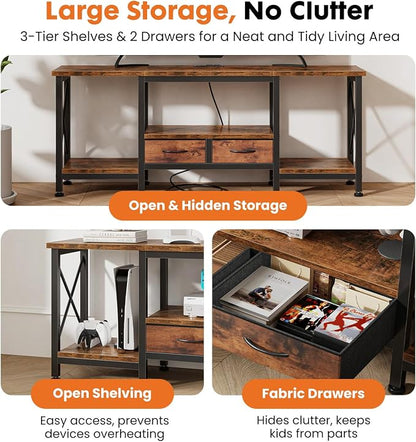 DUMOS 55” TV Stand with Power Outlets, Entertainment Center - Image 5