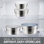 COOK WITH COLOR Stainless Steel Mixing Bowls Set with Lids - Nesting Bowls with Non-Slip Bottom, Grey, 12 Pieces